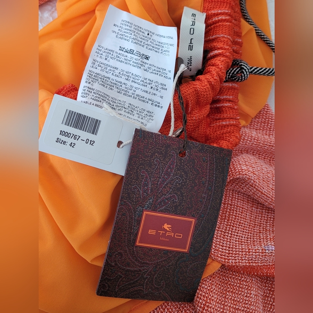 Etro Vibrant Orange and Blue Wide Leg Pants - Picture 3 of 13